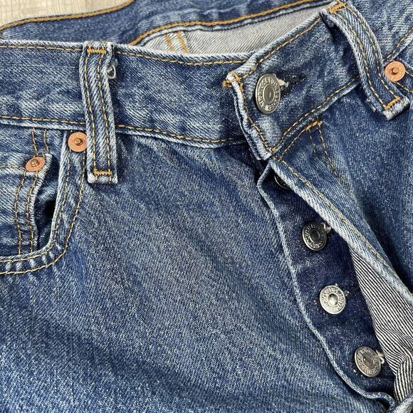 Levis 501 Jeans Mens 33x32 Blue Dark Wash Straight Leg Button Fly Modern I - Picture 5 of 13